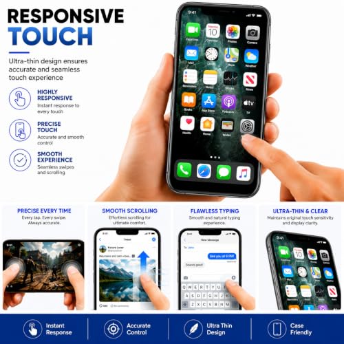 Image of Tempered glass for iPhone 11 Pro /X /XS (5.8 Inch), 9H Hardness, Full HD Clear, Bubble Free, Anti Scratch, Case Friendly, Ultra Thin, Touch Sensitive, Screen Protector Full HD Quality, Edge to Edge Coverage, Easy Installation (iPhone 11 Pro /X /XS), Pack Of 1