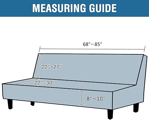 Miniatura 7 de H.VERSAILTEX - Funda de terciopelo real para futón sin brazos, funda protectora elástica para sofá cama, para protección de muebles, gruesa, suave,