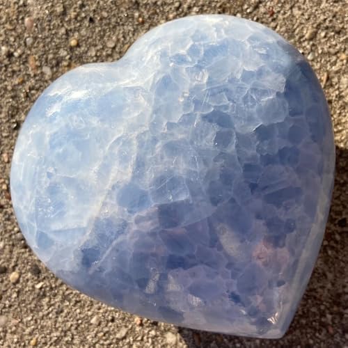 Calcite Bleue pierre précieuse cœur 610g 700g divination maison