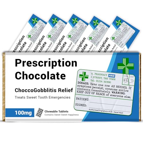 KadoBox - Funny Prescription Chocolate Bar Wrapper x 6 pcs (Chocolates NOT Included) - Get Well Soon Gifts, Teacher Gifts, Funny Gifts for Women, Men, Teachers, Christmas Secret Santa Gifts