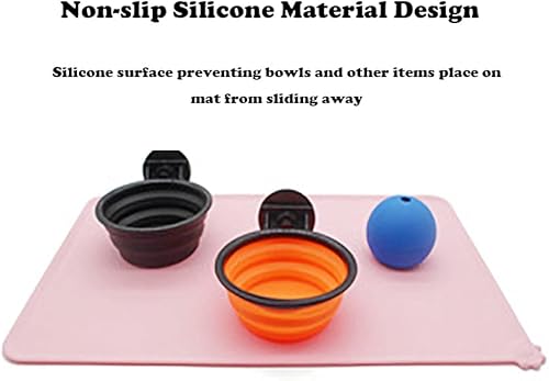 Miniatura 19 de LSilicone - Tapete de alimentación para mascotas, impermeable, para perros y gatos, bordes elevados para evitar derrames, bandeja individual