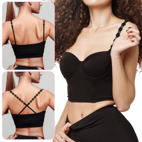 3 Pairs Women's Bra Straps Lace Flower Elastic Underwear Strap Replacement Shoulder Non-Slip (White, Beige, Black)4