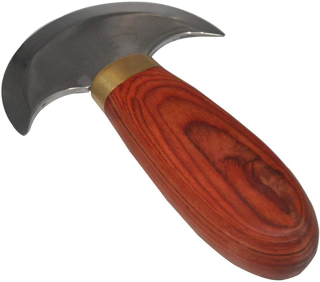 Leather Round Head Knife With Wooden Handle - DIY Leather Craft Cutting Tool (Small)