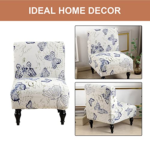 Image of Eco-Ancheng Armless Chair Slipcover Removable Armless Accent Chairs Covers Washable Armless Slipper Chair Slipcover Printed Armless Chair Furniture Protector Covers for Living Dining Room Hotel