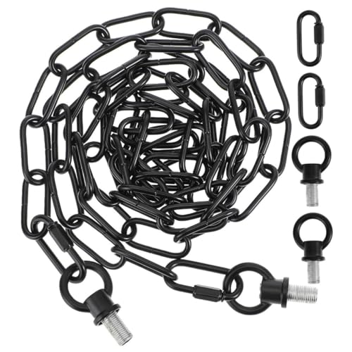 CHILDWEET Catena Nera Per Luci Sospese e Lampade a Candela in Cristallo, Catena Di Ferro 3,5x0,9 m Ganci e Viti, Kit Completo Per Illuminazione Decorativa in Casa, Hotel e Ristoranti