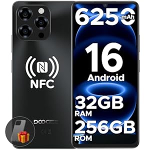 DOOGEE Note 58 Pro Android 16 Smartphone Ohne Vertrag 32GB+256GB Octa Core 6250mAh Akku Handy Ohne Vertrag 6.75" HD+ 90Hz Handy Günstig 16MP+8MP Simlockfreie Handys Dual SIM 4G/ GPS/NFC/Fingerabdruck