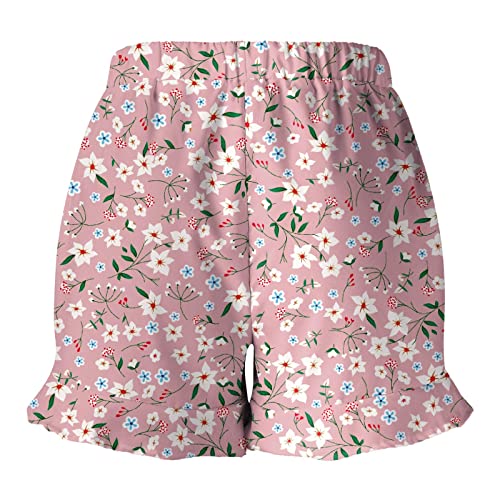 Duowei Compression Shorts Women 9 Inseam Womens Casual Shorts Drawstring Elastic Waist Ruffle Hem Summer Exercise Shorts Womens Pink #TOP3