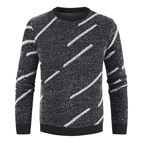 HNFYSMQL Suéter de malha masculino de manga comprida fino outono e inverno gola redonda (cor: cinza