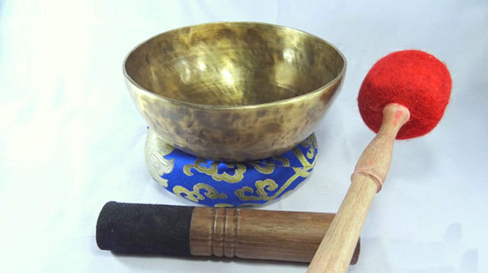 22,86 cm (9")-Ciotola musicale per meditazione, per campana tibetana, con ciotola, realizzato a mano in metallo, 7-Ciotola per ciotole da Nepal ciotole, Materassino