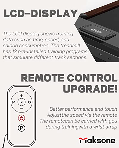 Image of Maksone Under Desk Treadmill, Expert of Wooden Walking Pad, Walking Jogging Machine with Remote Control, Installation-Free