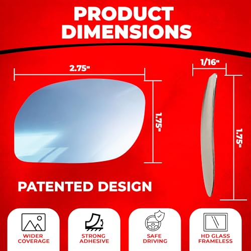 Image of Blind Spot Mirror Fits All Car Side Mirrors - Patented Stainless Steel Mirrors with Bigger Viewing Image - Less Fogging - Less Sun Reflection by Utopicar Car Accessories