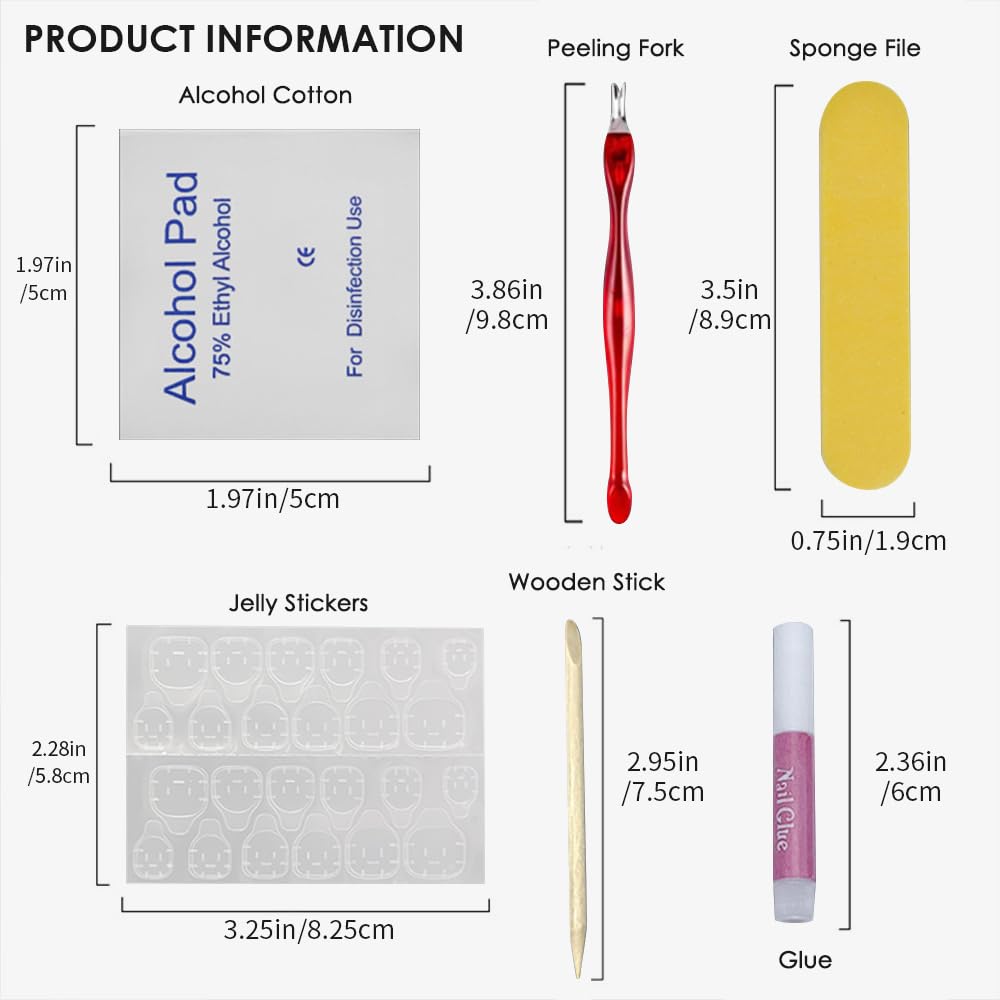 7pcs Nail Art Tools Set Jelly Gel Cleaning Cotton Mini Sponge Rub Strips Dead Skin Forks Wooden Sticks — view 3