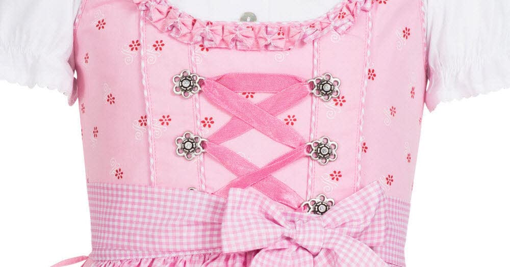 Nübler Dirndl Mädchen Linda - 3-teiliges Set inkl. Bluse & Schürze - Rosa, Original bayerische Tracht - Hochwertige, Pflegeleichte Qualität - Kinderdirndl für Oktoberfest