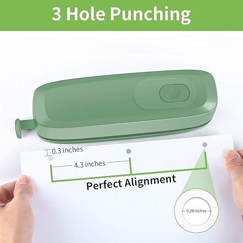 Miniatura 3 de AFMAT Perforadora eléctrica de 3 agujeros, perforadora de 20 hojas y 3 agujeros para carpeta, perforación sin esfuerzo, diámetro de orificio de 932