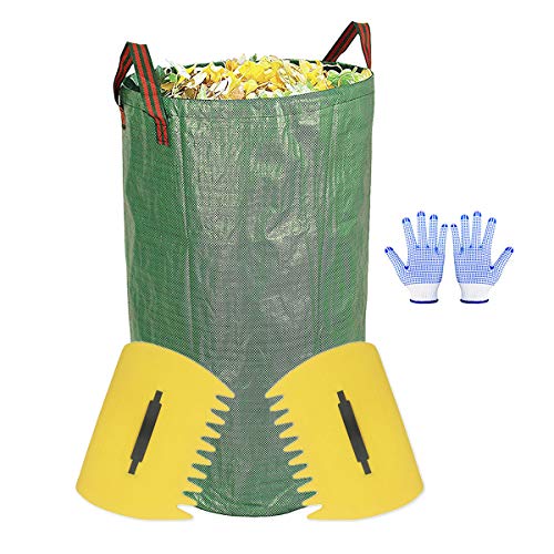 Garden Waste Bag with 2 Leaf Scoops and 2 Antiskid Gloves - 32 Gallons Reusable Collapsible Gardening Yard Lawn and Leaf Waste Bag, Hand Leaf Rakes and Leaf Collector for Garden Rubbish Garden Waste Bag with 2 Leaf Scoops and 2 Antiskid Gloves - 32 Gallons Reusable Collapsible Gardening Yard Lawn and Leaf Waste Bag, Hand Leaf Rakes and Leaf Collector for Garden Rubbish