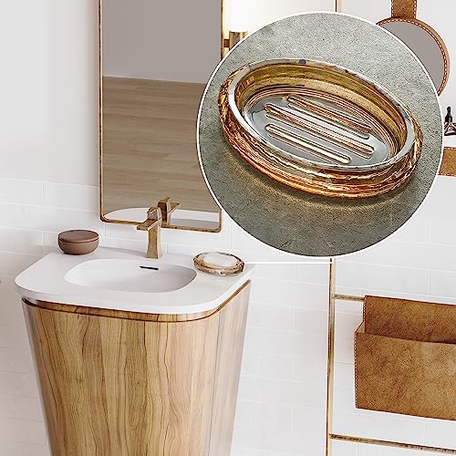 Ruli Bathroom Vanity Tray, Toilet Tank Storage Tray, Vanity Countertop Organizer Accessories For Jewelry, Candles, Soap(Glass) #TOP1