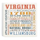 Lantern Press Charlottesville, Virginia, Typography (Absorbent Ceramic Coaster, Single, Cork Back, Kitchen Table Decor)
