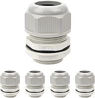 Vista 32 de LeMotech Paquete de 5 prensaestopas NPT de 3/4 pulgadas, impermeables, ajustables, conectores de cable de 0.492-0.709 in, juntas de nailon negro