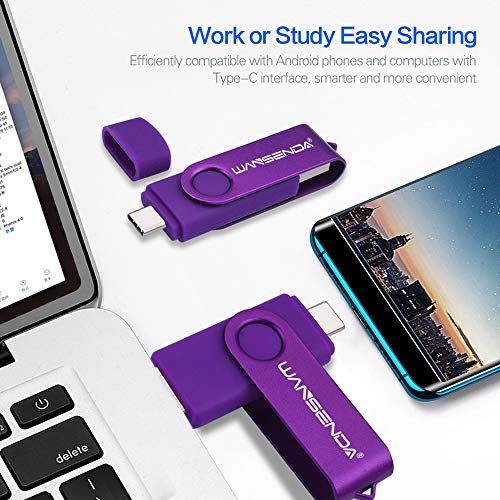 Wansenda 128Gb Usb C Flash Drive, 2 In 1 Usb 3.0/3.1 Type C Thumb Drive, Photo Memory Stick For Android Phones/Tablet/Pc/Mac (128Gb, Purple) #TOP4