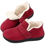 Zizor Women's Adjustable Wrap Memory Foam Bootie Slipper ( Wine Red, Size 8)