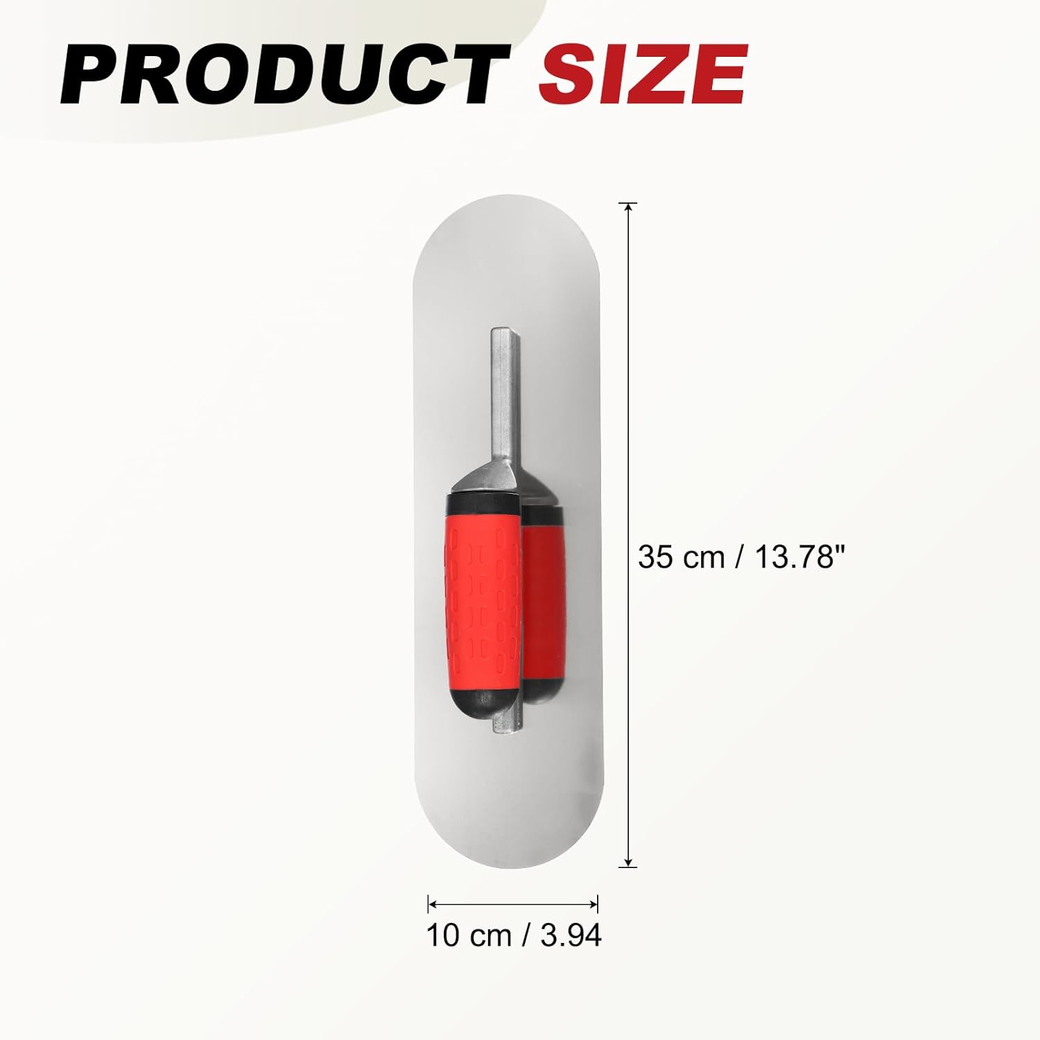 HARFINGTON 2 PCS Double Round Drywall Trowel 14" x 4", 402 Stainless Steel Concrete Finishing Trowel Art Paint Plastering Hand Tools with TPE Grip, for Concrete Cement, Silver