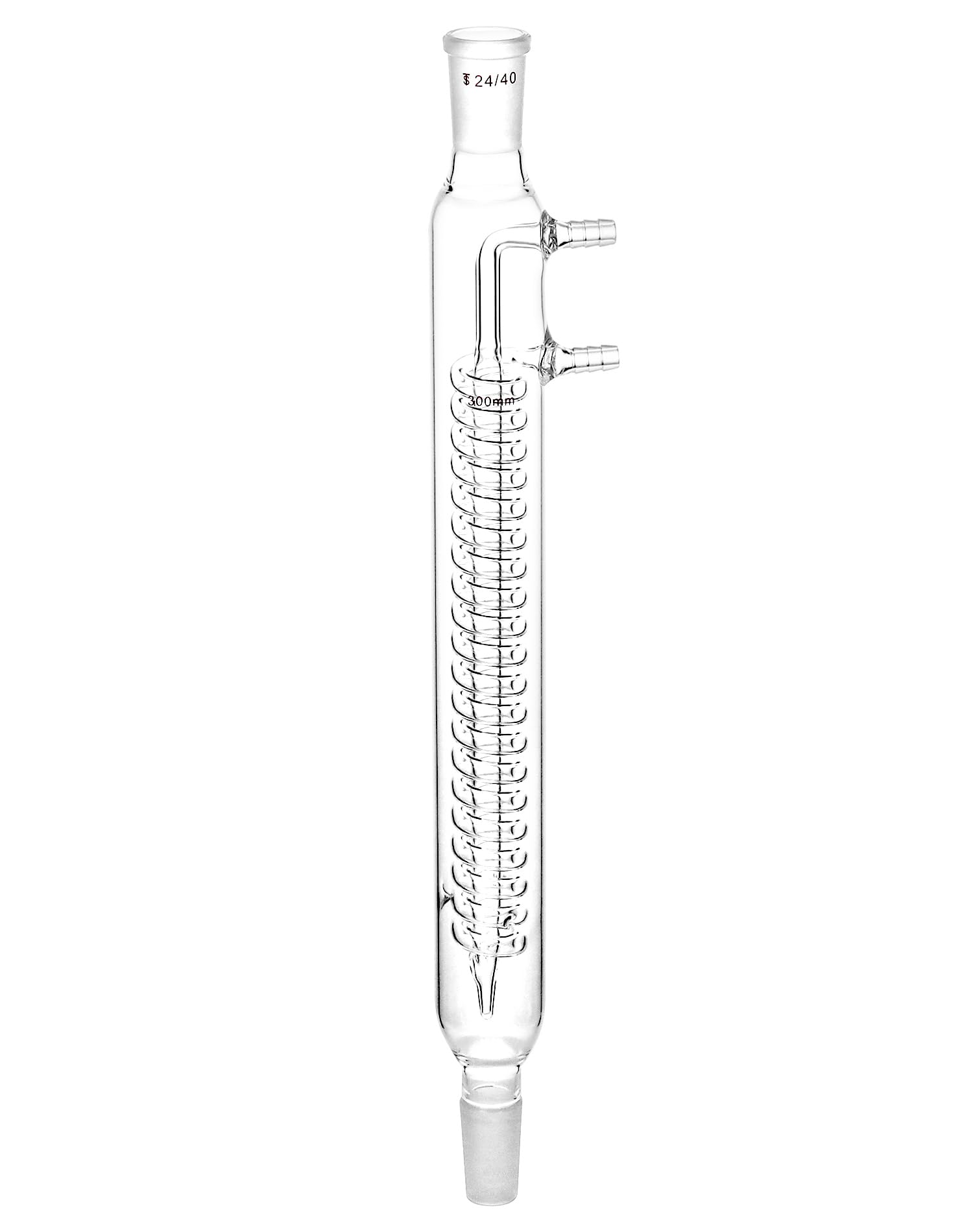 QWORK Condensateur à reflux de verre 24/40 – Grande capacité de refroidissement, verre borosilicate, verrerie de laboratoire de chimie organique, 175 mm de longueur de la bobine de 390 mm de hauteur