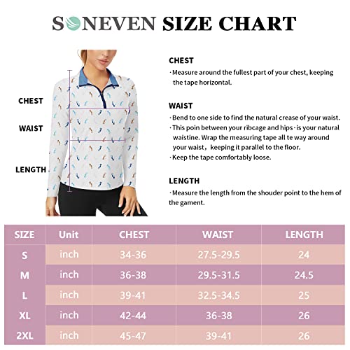 Womens Collared Golf Shirt Long Sleeve Polo Shirts Moisture Wicking V Neck Tennis Sport Tops Xl #TOP6