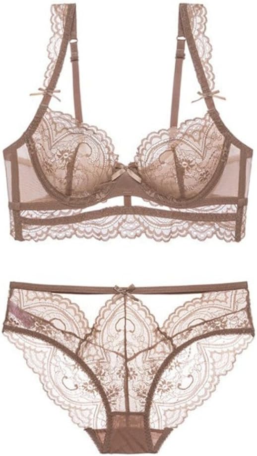 Lace Underwear -thin Transparent Large Chest Small Size Bra Fixed Shoulder Strap Support Set