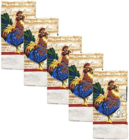 Kitchen Collection 5-Piece Kitchen Towel Set, Decorate Your Kitchen In Style, A Must In Every Kitchen, Absorbent And Durable for Wiping Down Countertops Or Dusting, Beautiful Design (Bushel of Apples)