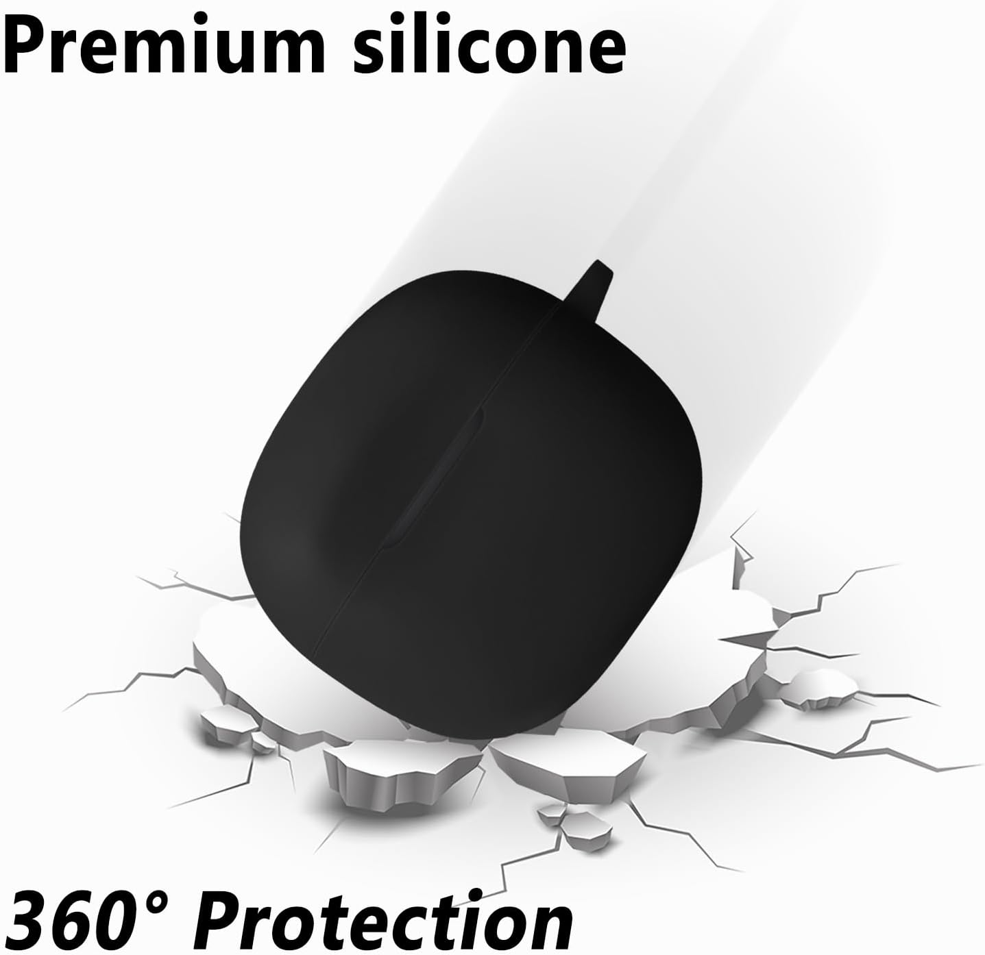 Geiomoo Silicone Case for Skullcandy Rail, Skullcandy Rail ANC, Protective Cover with Carabiner (Black) - Image 4