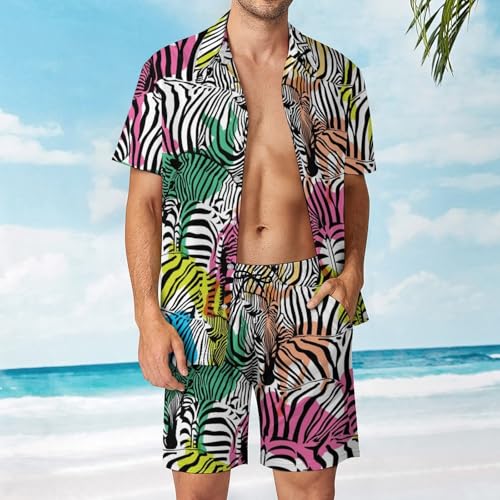 Chemise Hawaïenne Homme Ensemble Imprimé Chevaux Multicolores