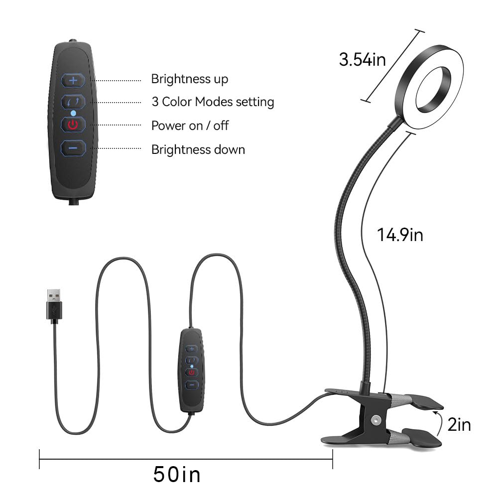 LED-Schreibtischlampe mit 3 Farbmodi, 10 Helligkeitsstufen, 360 Grad flexibler Schwanenhals, Augenschutz, USB-Aufladung, Schwarz