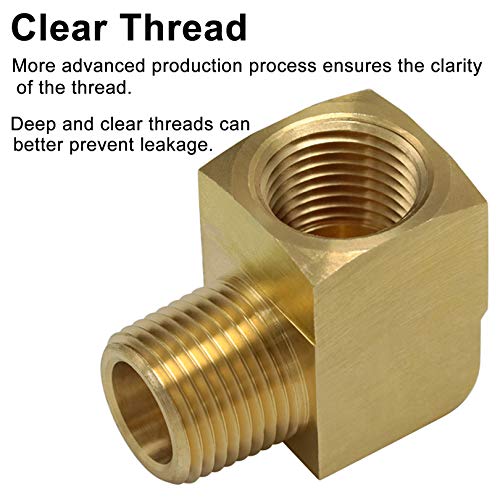 Kootans 4Pcs 1/4 Npt Elbow Brass Fittings, 1/4 Npt Male To 1/4 Npt Female Thread Brass 90 Degree Street Elbow Forged Brass Pipe Fitting #TOP2