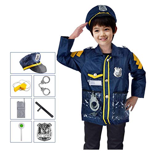 angwang Fantasia de cosplay infantil de bombeiro policial de faz de conta para festa de Halloween e