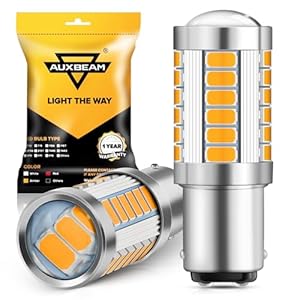 Auxbeam 1157 2357 Amber Yellow LED Bulbs, Super Bright 2057 2357 7528 BAY15D LED Replacement Light Bulb for Turn Signal Lights Direction Blinker for Car Truck Motorcycle, 3030-SMD 12V, Pack of 2