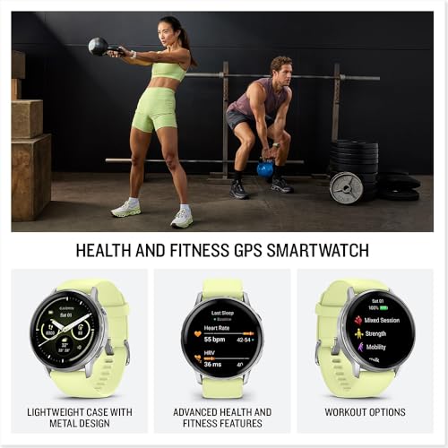 Garmin Venu 4 45mm Health and Fitness GPS Smartwatch, AMOLED, Silver with Citron Silicone Band, 010-03014-02 - Bundle w/Deco Essentials Charging Dock, Dust Cover and USB-C Cable - image 3