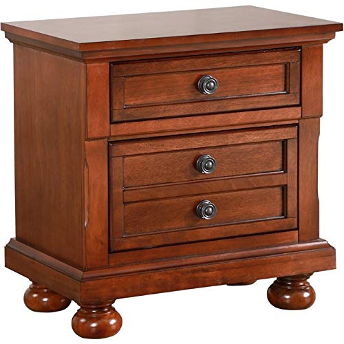 MAKLAINE Contemporary Engineered Wood 2 Drawer Nightstand in Cherry