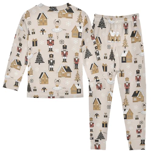 Pajama Sets Long Sleeve Christmas Nutcracker Snowflake Soft Comfy Sleepwear 2 Piece PJS 3-8T3