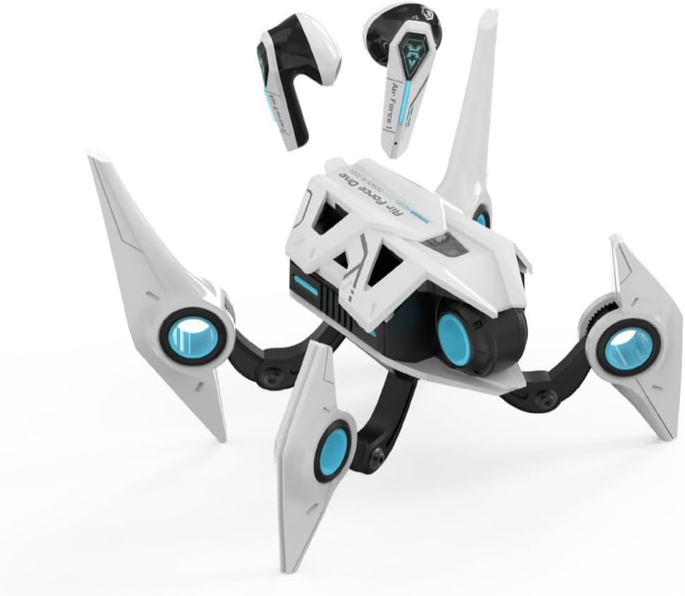 Gaming Earbuds, Mecha-Style Bluetooth Headphones Latency Wireless Earbuds, 90H Playtime, 2.4GHz Dongle & Bluetooth, Noise-Canceling Mic, Compatible with Meta Quest 3/2, PS5/4, Switch, Steam Deck, PC