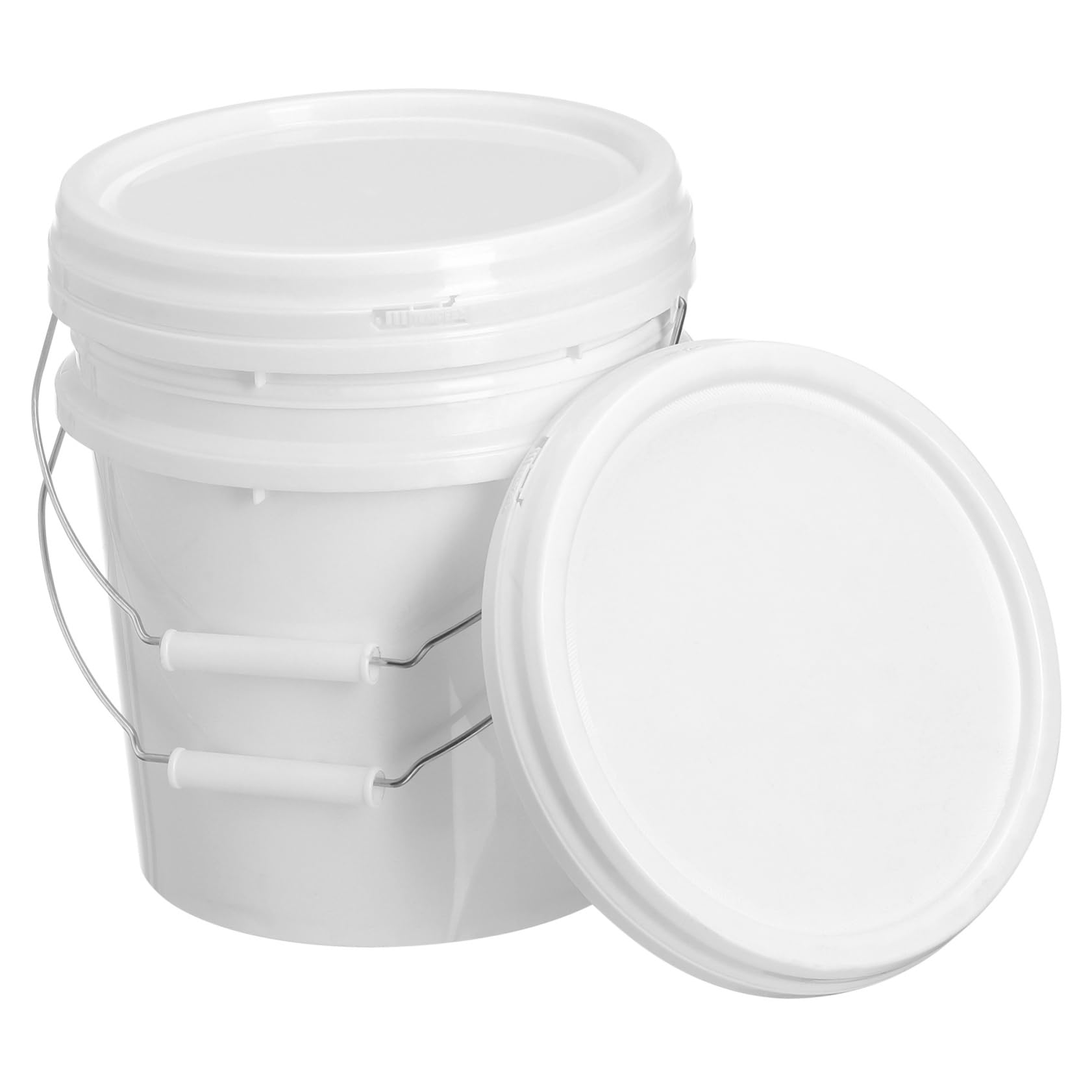 COLLBATH 2Pcs Food Grade Plastic Pail with Lid and Handle Durable Bucket for Outdoor and Industrial Use for Dog Food Storage and Clean Water