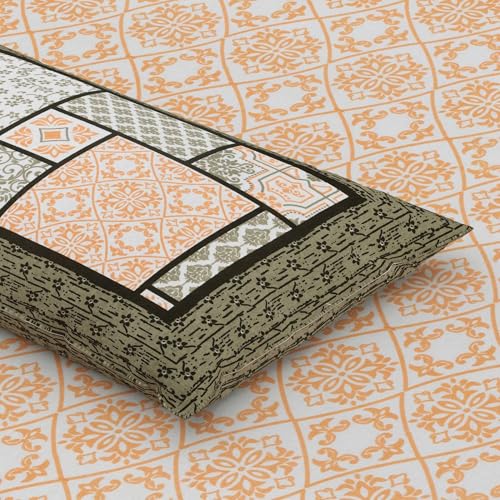 Image of Mafatlal 144 TC Sanskriti Cotton King Bedsheet | 90 x 108 Inches | Soft & Skin-Friendly | Handcrafted Jaipuri Print | 2 Pillow Covers | Persian Melon