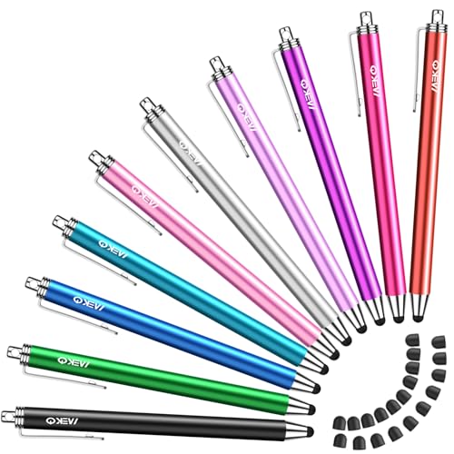 MEKO 10-Pack Stylus Pens for Touchscreens with 20 Replaceable Tips for iPad, iPhone, Tablets, Smartphones, and All Touchscreen Devices