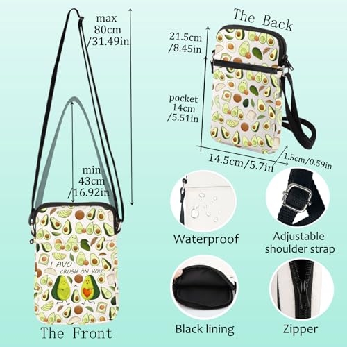 LEVLO Funny Avocado Crossbody Bag Avocado Lover Inspired Gift I Avo Crush On You Avocado Shoulder Bag Fruit Avocado Merch2