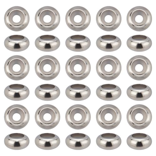 Lista de Accesorios de fabricación de abalorios los más solicitados. 49 PH PandaHall - 35 abalorio de tapón de acero inoxidable 304 abalorio espaciadoras de 10 mm de goma, anillo de colocación de goma para bricolaje, pulseras, collares, joyas,...