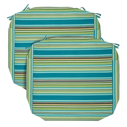 FUNHOME Outdoor Cushion Covers 24x22x4Inch Set of 2, No Insert-Green Stripe
