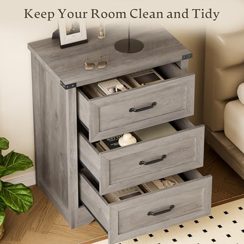 Image of BORNOON 3-Drawer Dresser for Bedroom, Small Wooden Chest of Drawers with Metal Handles, Narrow Storage Cabinet with Anti-Tipping Design, Sturdy Dresser Organizer for Closet, Living Room, Entryway