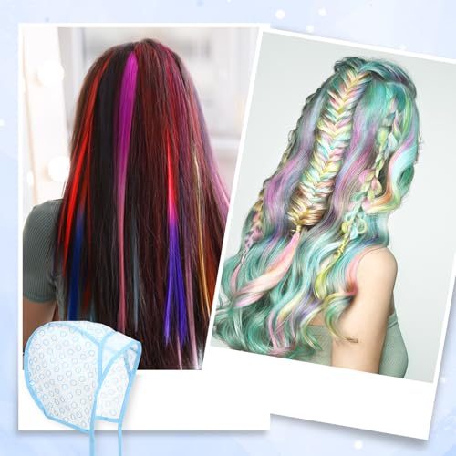 6pcs highlights hair color kit with 2pcs coloring caps 2 spatula with crochet hook 2 hairs dye brush hairs highlighting kit styling tools for salon dyeing hairdressing and diy dyeing hair
