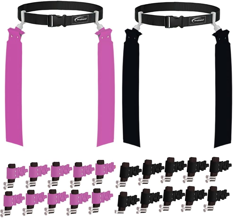 Flag Football Belts, 20 Player Adjustable Pink & Black