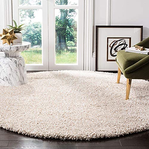 Image of CD Carpet Anti Slip Shaggy Fluffy Fur Rugs and Carpet for Living Room Bedroom Kids Room Plain Circle Carpets for Home with 2 Inch Thickness (Color Cream Beige Size 4x4 Feet Round)