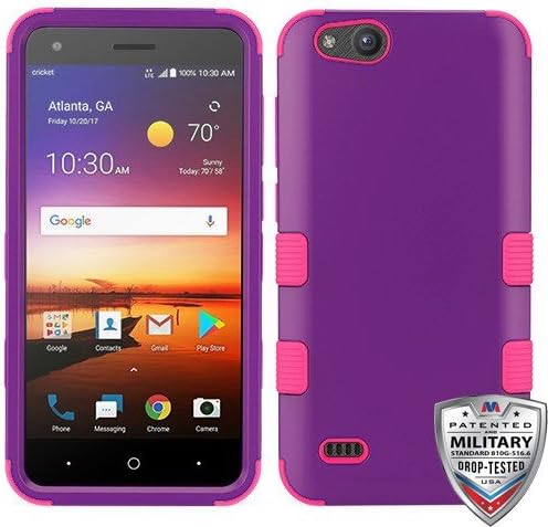 MyBat Cell Phone Case for ZTE N9137 (Tempo X), ZTE Z839 (Blade Vantage), ZTE Z855 (Avid 4), ZTE Fanfare 3, Rubberized Grape/Electric Pink Solid